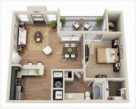 a floor plan of a house with a balcony a floor plan of a house with a balcony at Elme Druid Hills, Atlanta, 30329